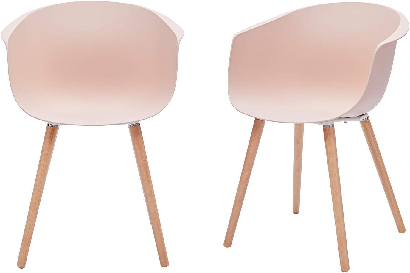 Amazon Brand - Rivet Alva Modern Curved-Back Plastic Dining Chair, Set of 2, 23.2W, Nude Pink