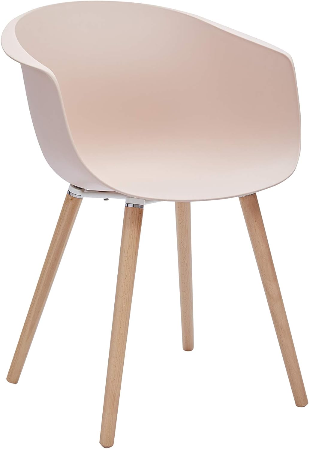 Amazon Brand - Rivet Alva Modern Curved-Back Plastic Dining Chair, 23.2W, Nude Pink