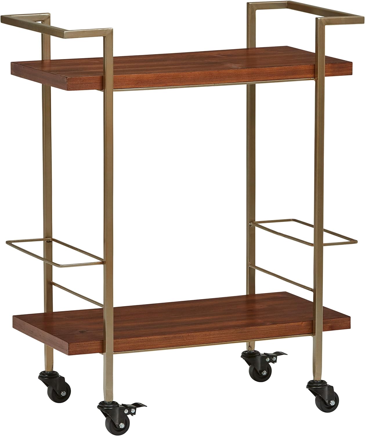 Amazon Brand  Rivet Modern Serving Cart 33.88H, Bronze and Walnut