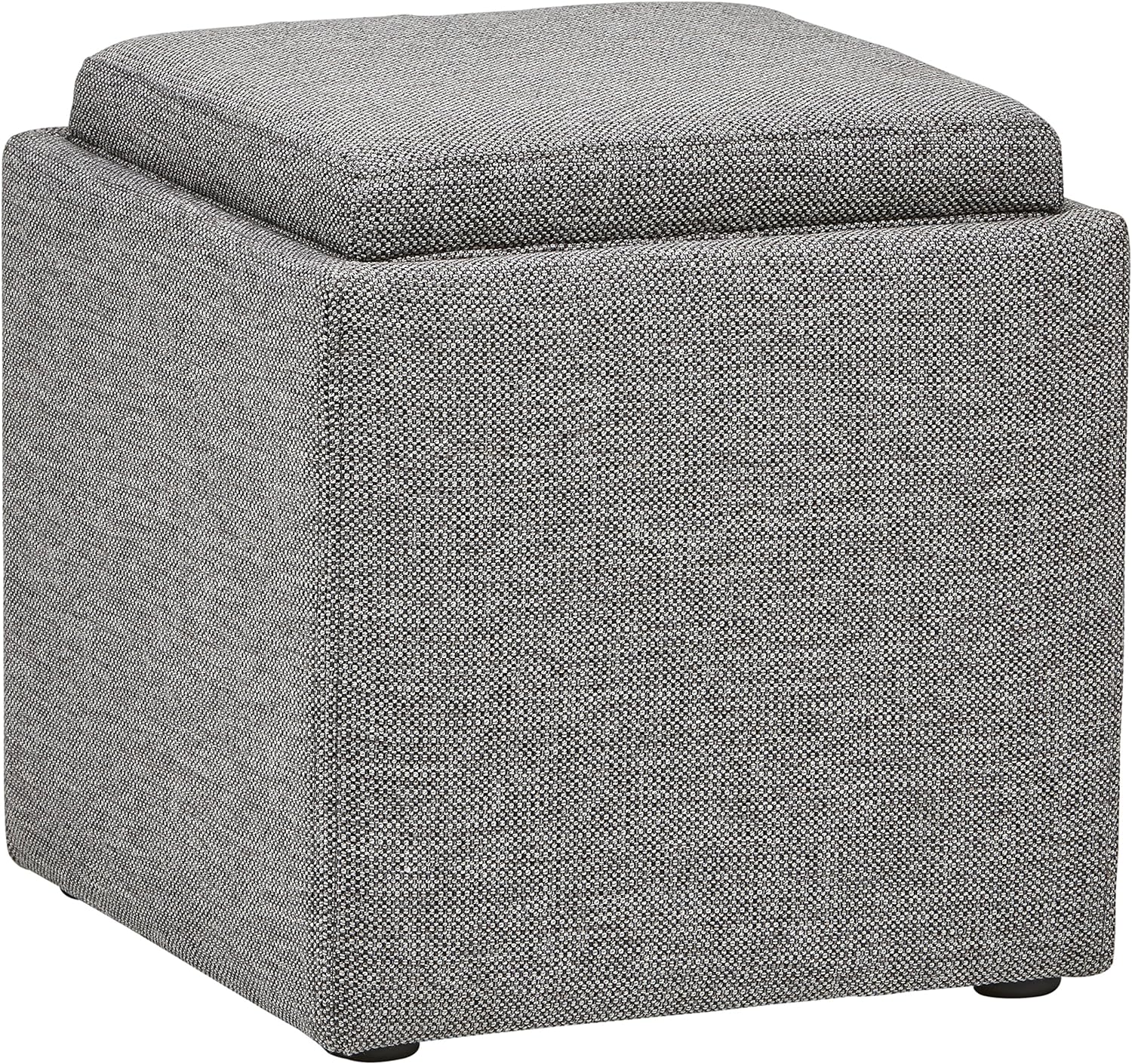 Amazon Brand  Rivet Ross Modern Tweed Lift-Top Storage Ottoman Pouf, 17.7W, Grey Storm