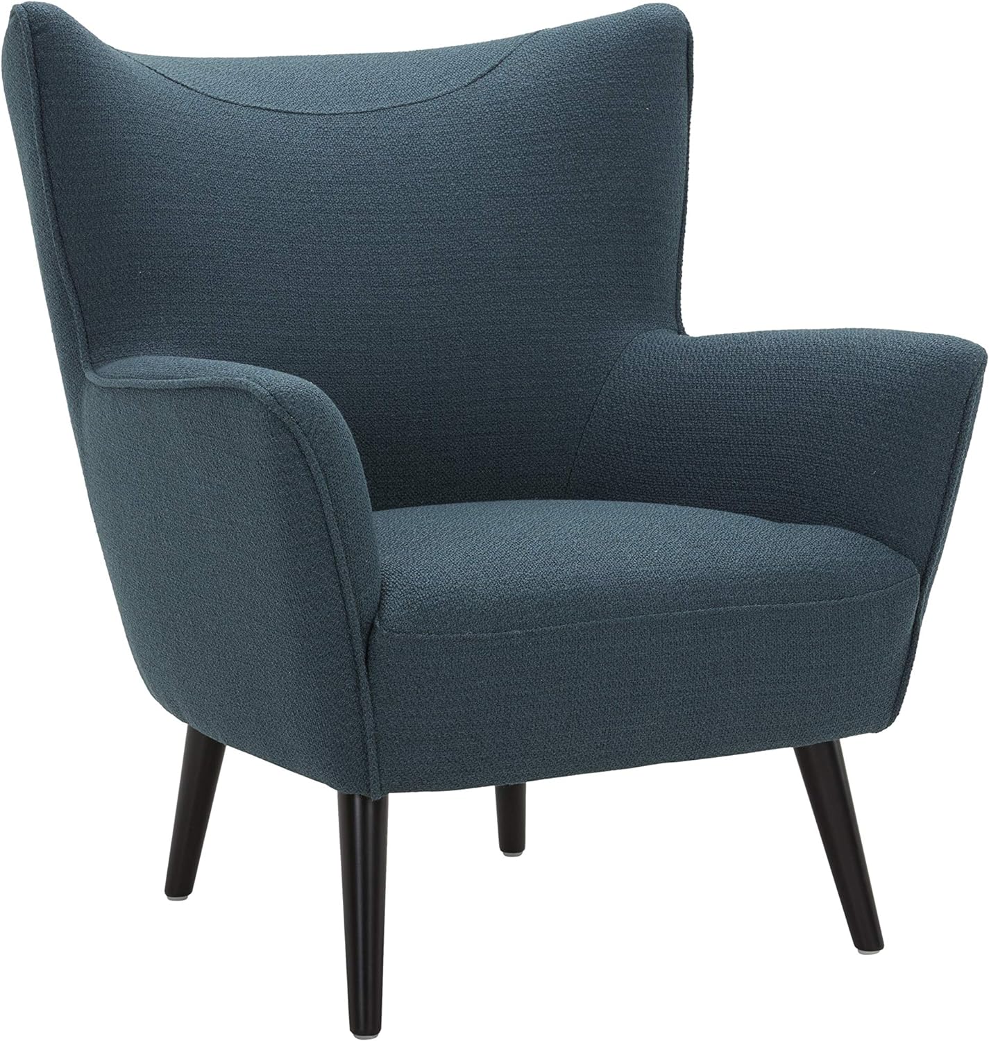 Amazon Brand  Rivet Luna Upholstered Crescent Mid-Century Accent Chair with Tapered Legs, 31.5W, Teal