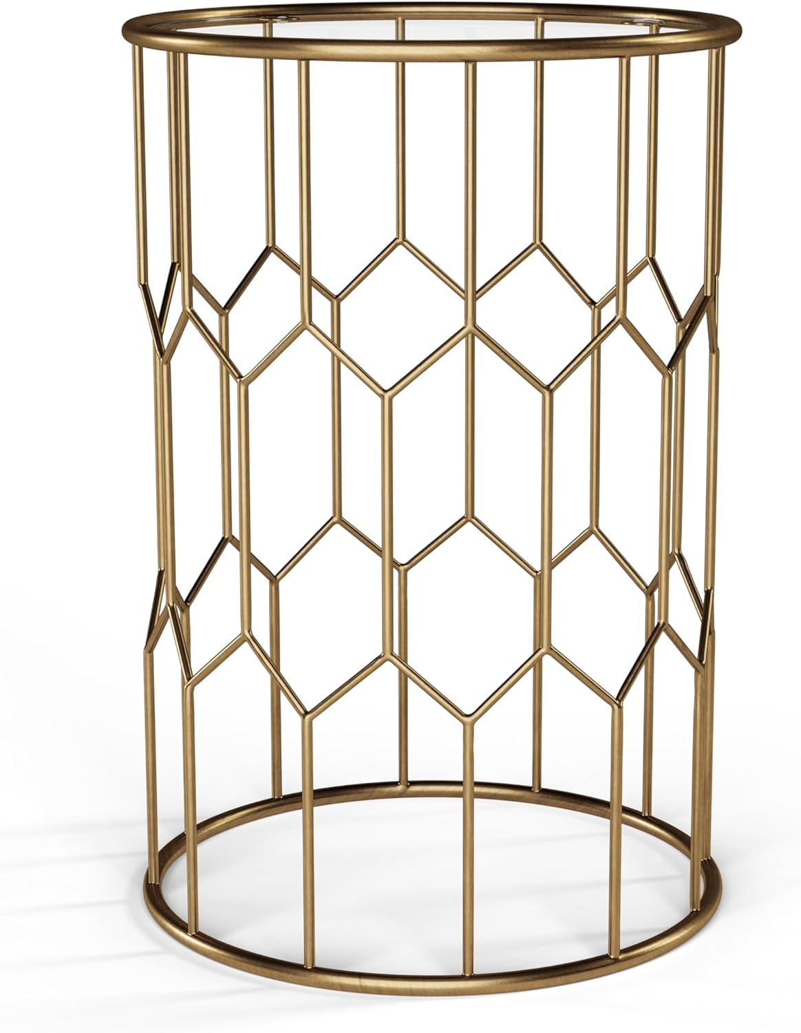 Amazon Brand  Rivet Geometric Modern Glass and Metal Side End Table Stand, 15.6 W, Gold Finish