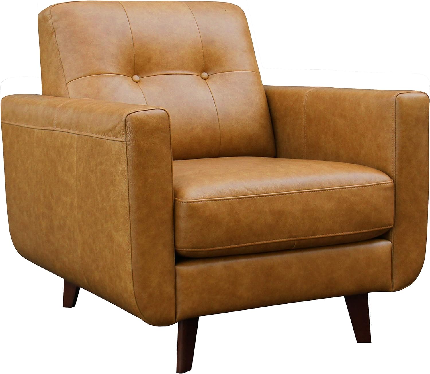 Amazon Brand - Rivet Sloane Mid-Century Modern Living Room Armchair, 32.7W, Caramel Leather