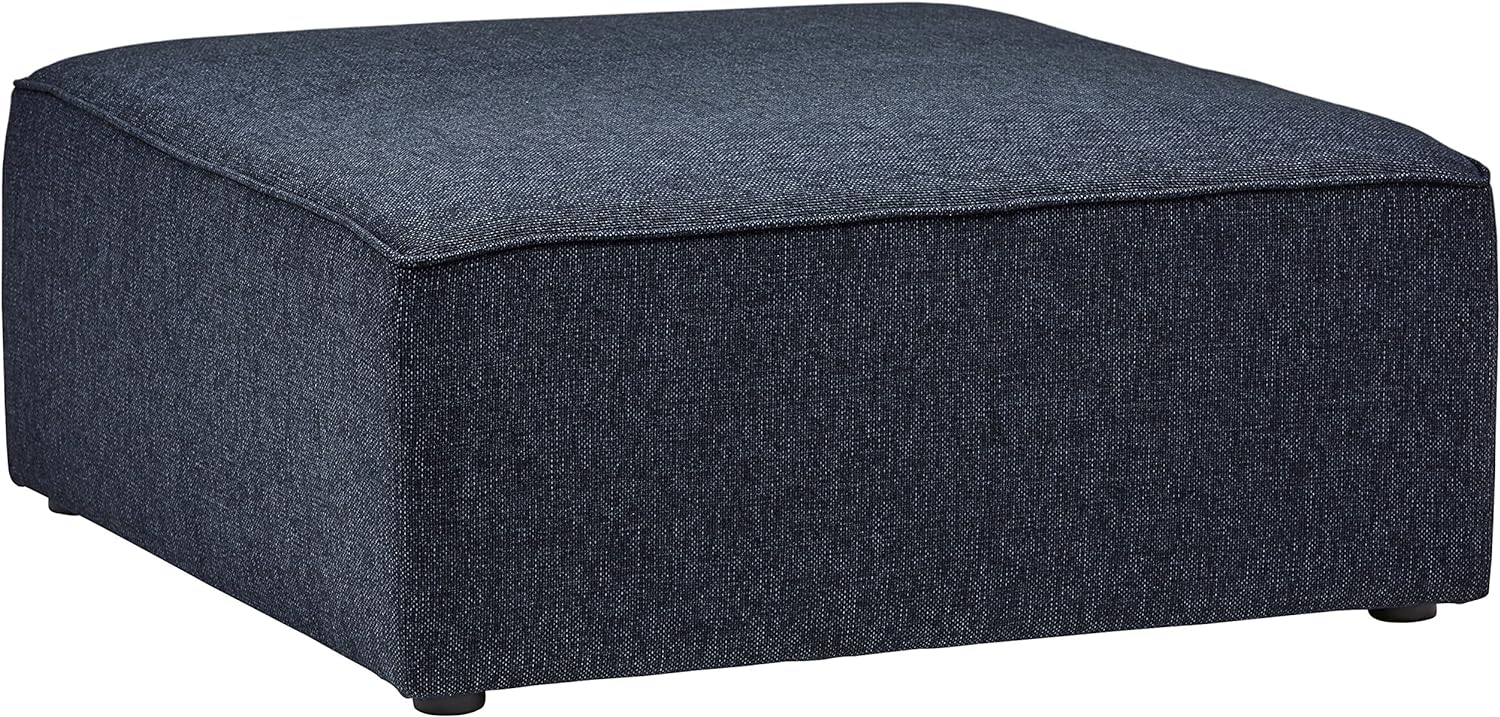 Amazon Brand - Rivet Audrey Modern Square Ottoman, 39W, Denim