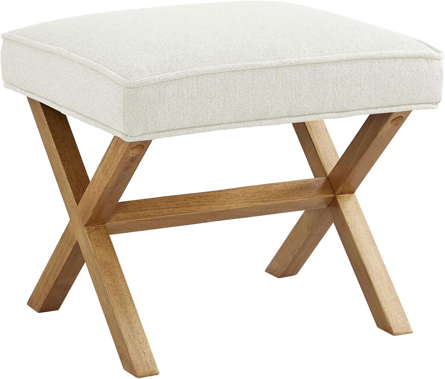 Amazon Brand - Rivet Mid-Century Square Modern X Ottoman Chair, Ivory, 18D x 20W x 18H