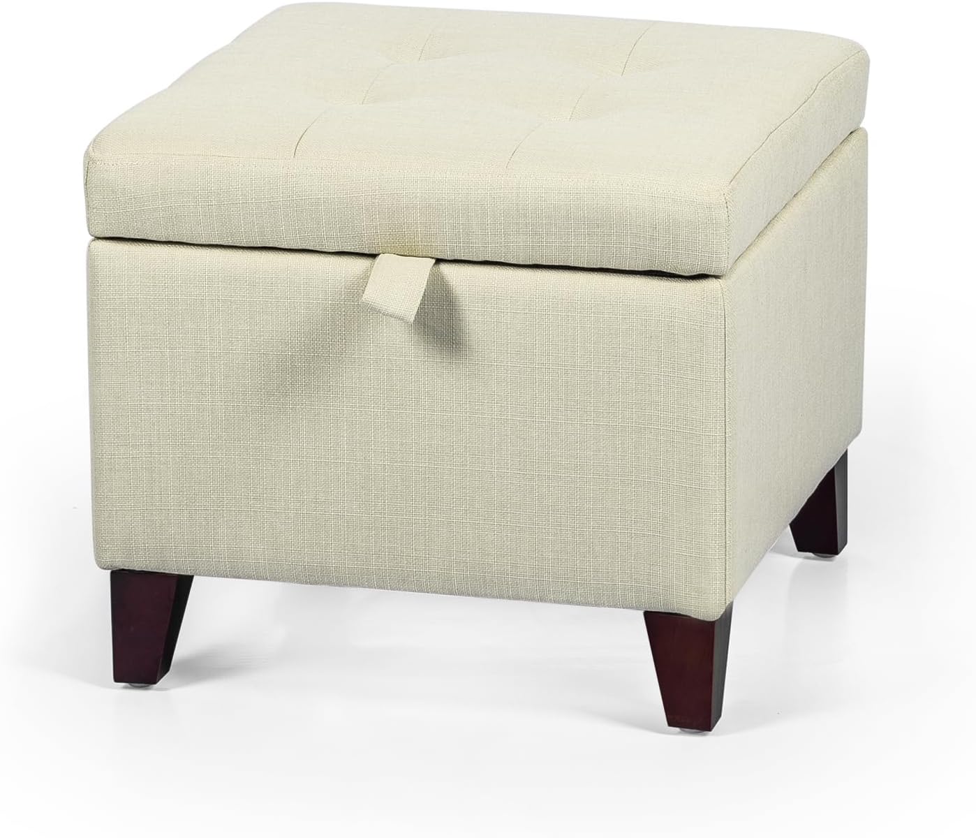 Adeco Square Fabric Storage Ottoman with Tufted Flip Top, 18x18x15