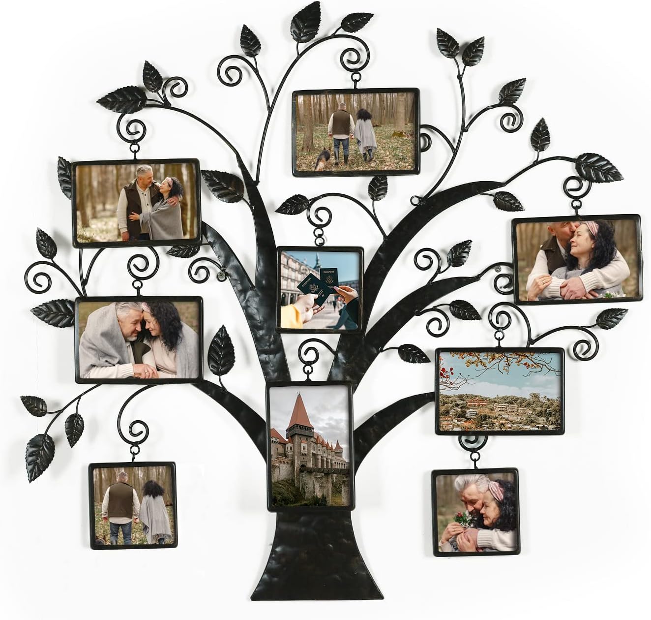 Adeco Decorative Metal Wall Hanging Collage Picture Frame with 9 Openings, for 4 x 4 inch and 4 x 6 inch Photos