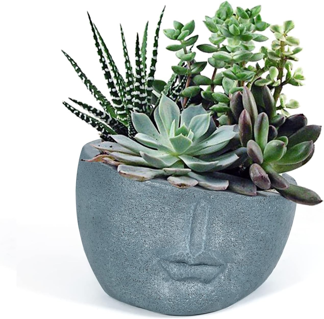 Adeco Abstract Face Head Planter,12 inch Face Flower Pot,Flower Plant Pots for Indoor Outdoor Plants,Creative Head Planter Head Vase with Drainage Hole (Grey)