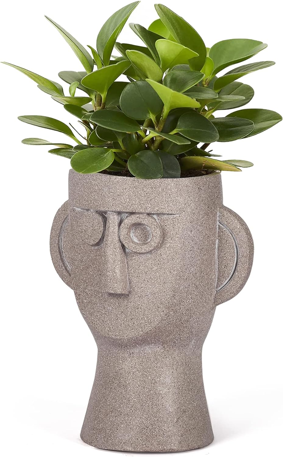 Adeco Easter Island Statue Planter 15 inches Height Face Head Planter Yard Decorations Urn for Plants