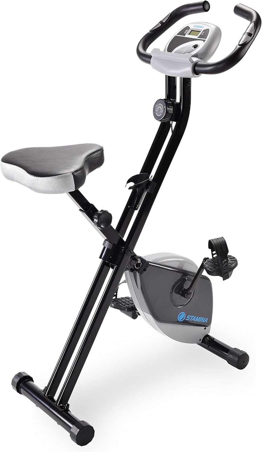 Since we are not going to a gym I wanted to get a small, fold away exercise bike and so far this is just what I wanted. I have yet to try an extended workout but just trying it out went great.Some people commented on the wheels being useless and others said it folded and wheeled away great.YOU HAVE TO PUT THE FRONT STABILIZER BAR ON THE CORRECT WAY! It' confusing because the directions do NOT say anything. The bar fits on two ways, with the wheels more toward the front and the wheels more towar