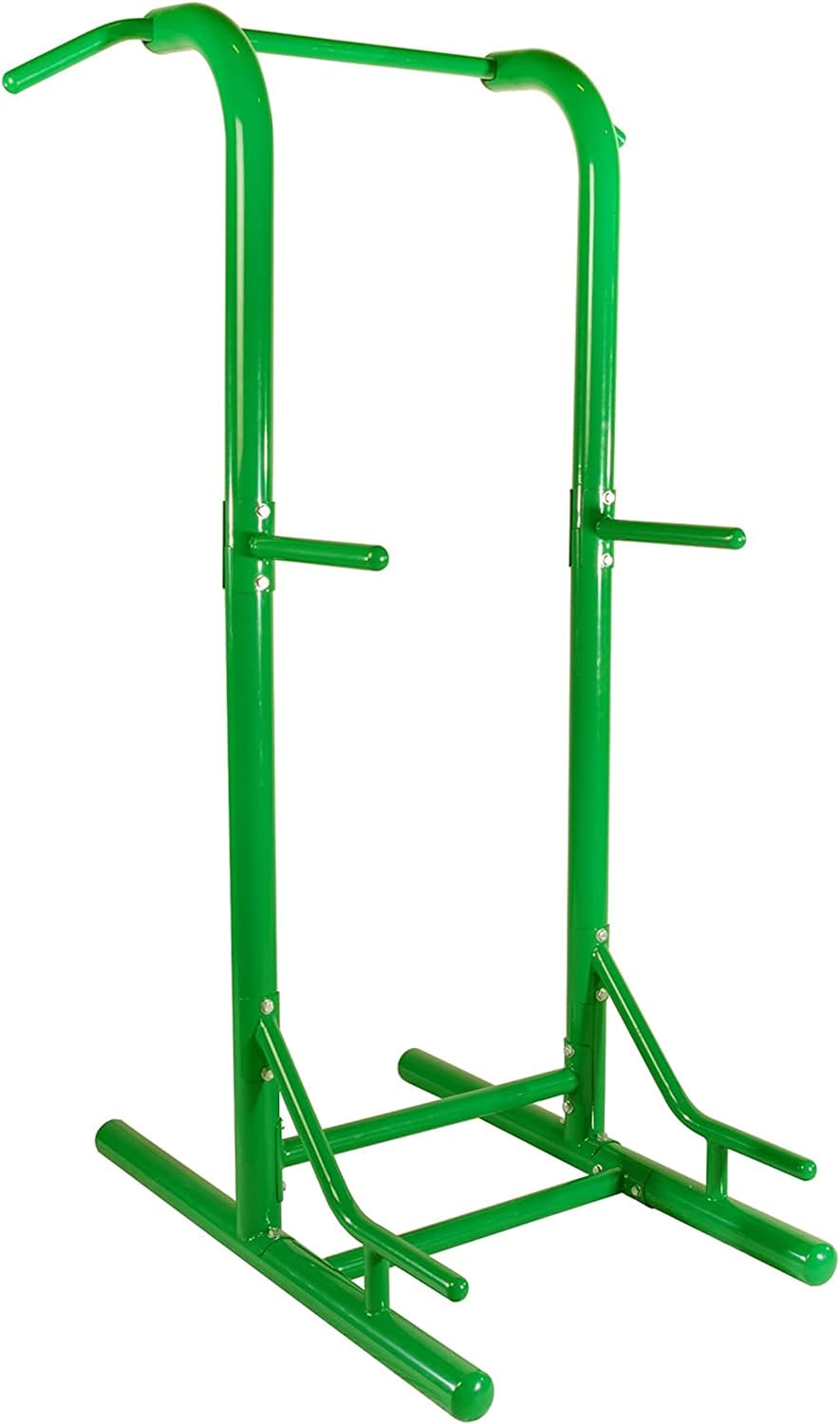 After owning 2 indoor home pull up/dip stations, this one is the most sturdy and stable I have owned. I have it set up outside on my concrete back yard patio and it is stable enough for what I use it for that I don't need to bolt it down. I lined the bottom with rubber garage door weather seal. I weigh 165 lbs. and use it regularly for weighted pull ups and dips, hanging leg/knee raises, toe to bar, windshield wipers, and the lower bar for mountain climbers. However, if you plan on performing an