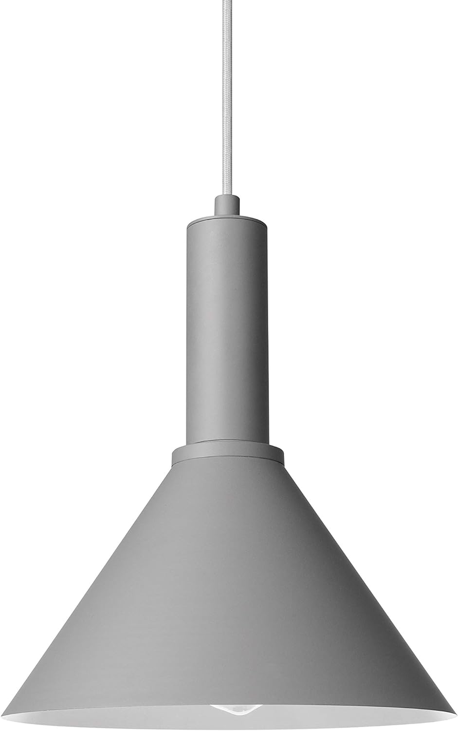 Globe Electric 61017 1-Light Plug-in Pendant, Soft Matte Gray. Designer Gray Fabric Cord, Bulb Included