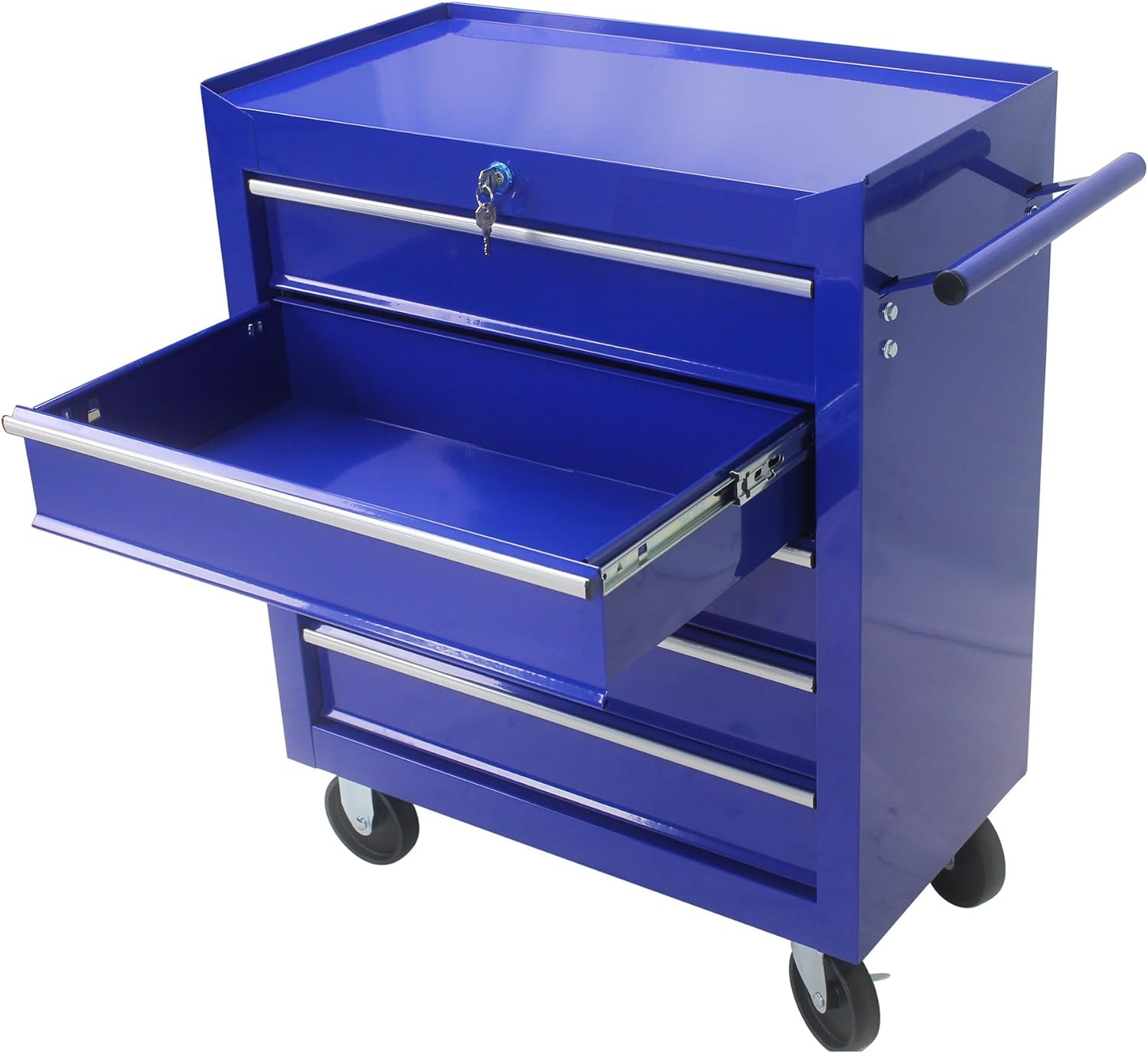 Tool Cart on Wheels, 5 Lockable Drawers Storage Cabinet Cart Rolling Tool Chest for Warehouse, Garage, Workshop Simple Assembly-Blue