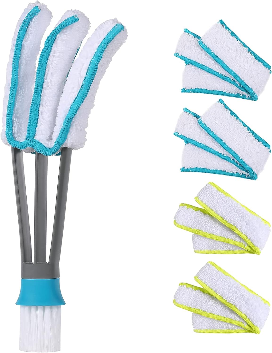 SetSail Blind Duster, Window Blind Cleaner Duster Brush with 4 Microfiber Sleeves Blind Cleaning Tools for Vertical Blinds Air Conditioner Jalousie Dust Ceiling Fans Car Vents Jalousie Dust Collector