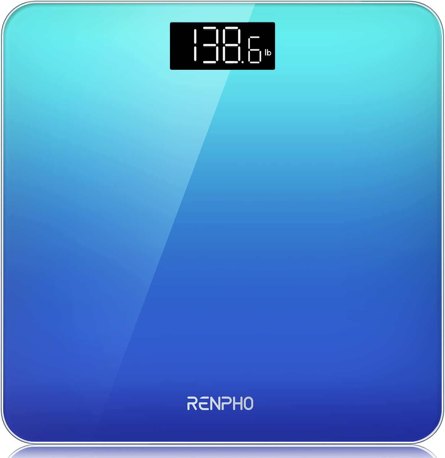 RENPHO Digital Bathroom Scale, Highly Accurate Body Weight Scale with Lighted LED Display, Round Corner Design, 400 lb Core 1S (Gradient-Blue, 10.24/260mm)