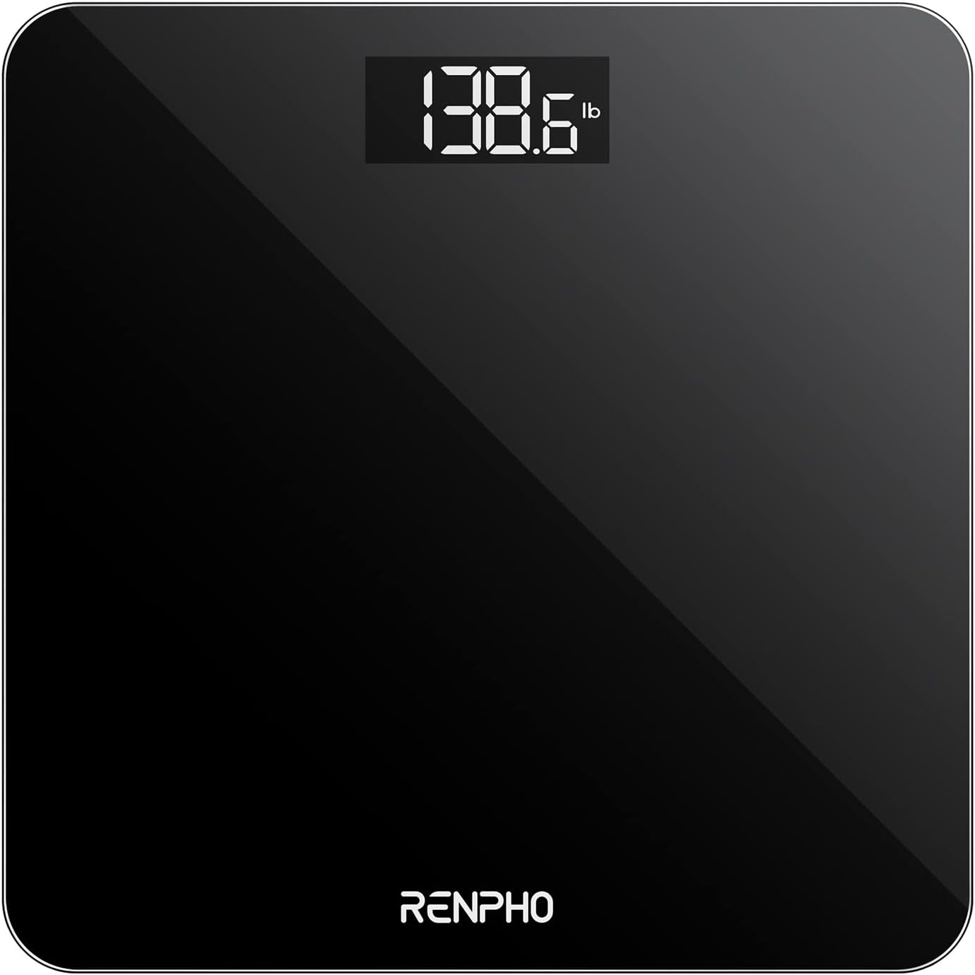 RENPHO Digital Bathroom Scale, Highly Accurate Body Weight Scale with Lighted LED Display, Round Corner Design, 400 lb, Black-Core 1S