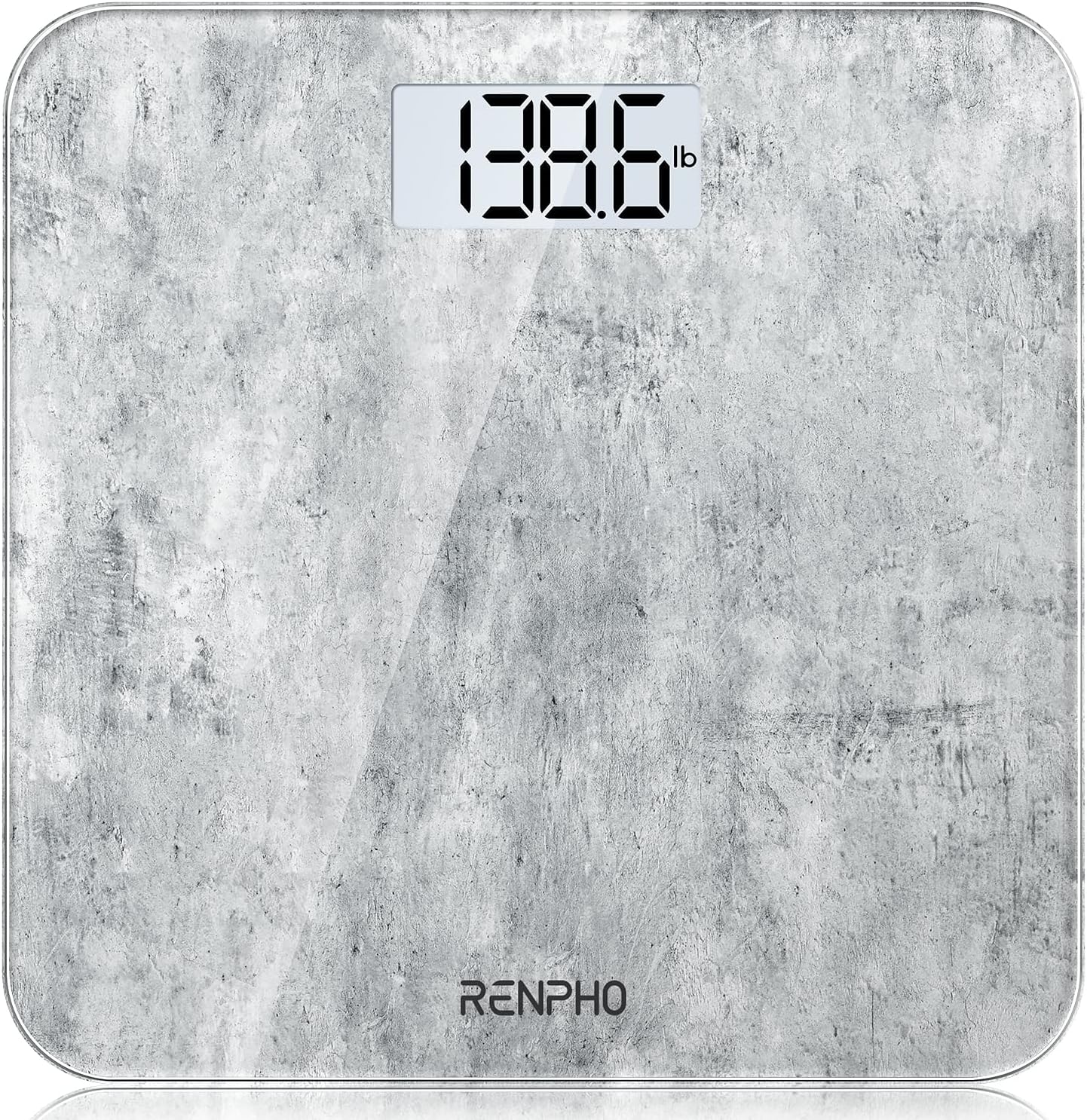 RENPHO Mechanical Bathroom Scales, Highly Accurate Body Weight Scale with Lighted LED Display, Round Corner Design, 400 lb, Core 1S, Cement Pattern