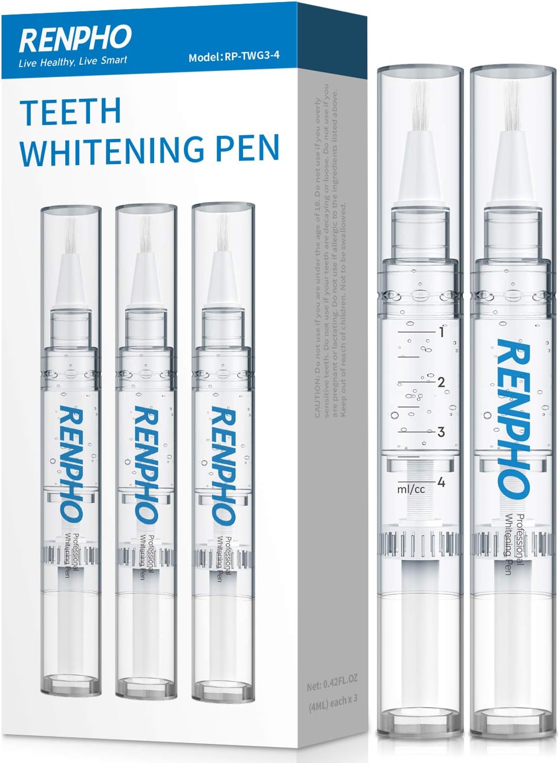 RENPHO Teeth Whitening Pens 3 Pack, Professional Teeth Whitening Gel for Sensitive Teeth, 35% Carbamide Peroxide, No Sensitivity, Painless, Easy to Use, 20+Uses