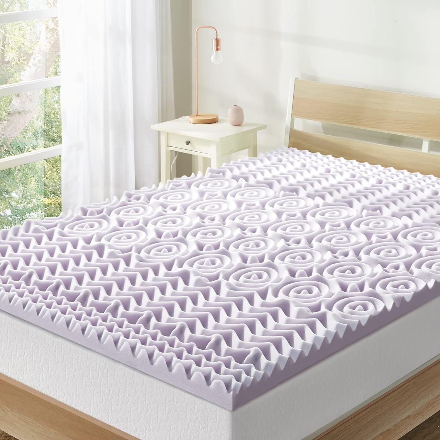 Mellow 2 Inch 5-Zone Memory Foam Mattress Topper, Soothing Lavender Infusion, Full
