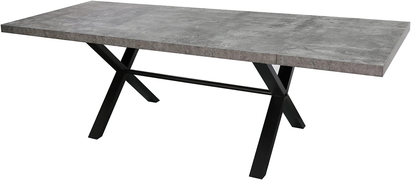 Acanva Expandable Dining Table for 6-8 Seat, Modern Rectangle Design with Extension Leaf for Kitchen Restaurant, Thicker Top and Carbon Steel Pedestal, 74.9'(+40)Wx37'Dx30'H, Dark Grey