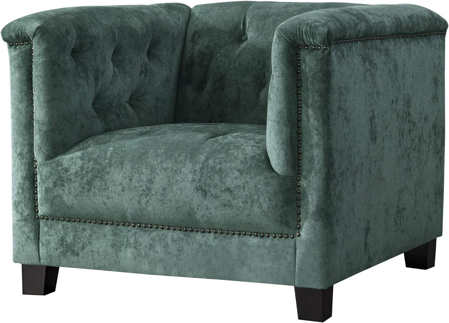 Acanva Luxury Vintage Tufted Velvet Accent Chair, Small Sofa for Living Room, 38W Armchair, Dark Green