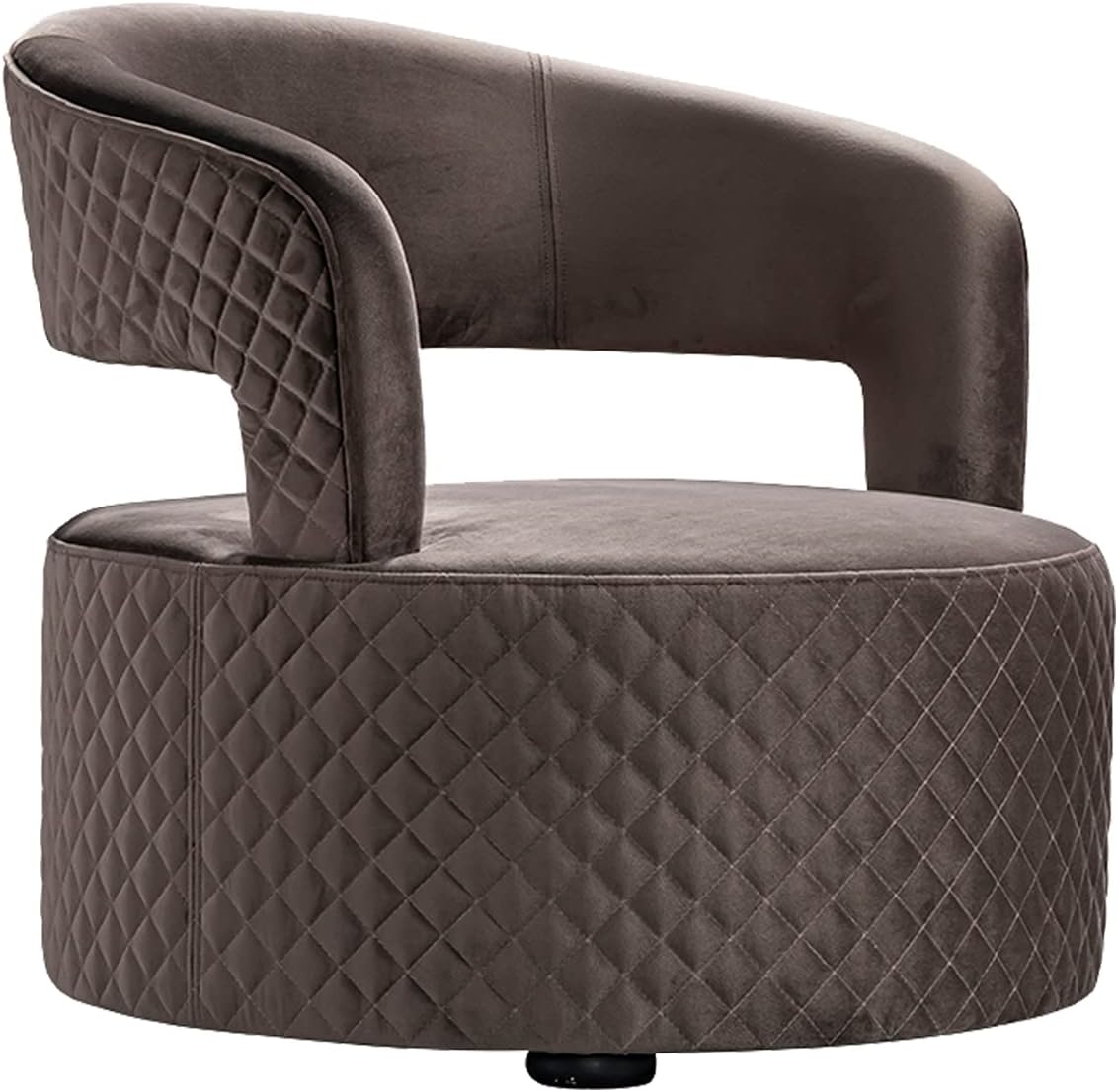 Acanva Modern Accent Chair, Plaid Tufted Upholstered Sofa Armchair with Hollow-Back Design Comfy Velvet Fabric for Living Room Bedroom, Chocolate Brown