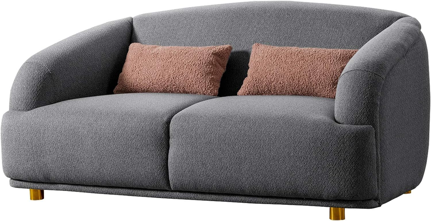 Acanva Modern Barrel Back T-Shaped Seat Cushion Design Living Room Sofa, 69 W Loveseat, Grey