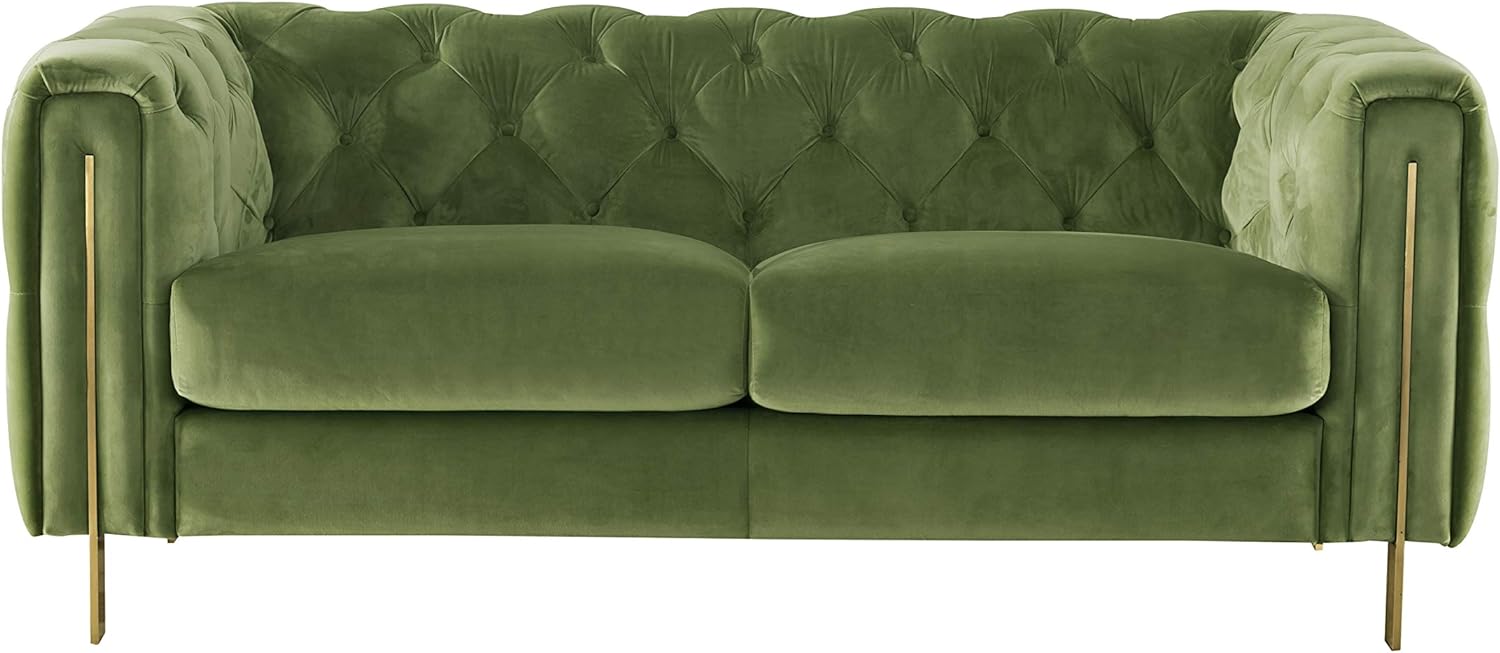 Acanva Collection Chesterfield Vintage Tufted Velvet Living Room Sofa, 72W Loveseat, Mint Green