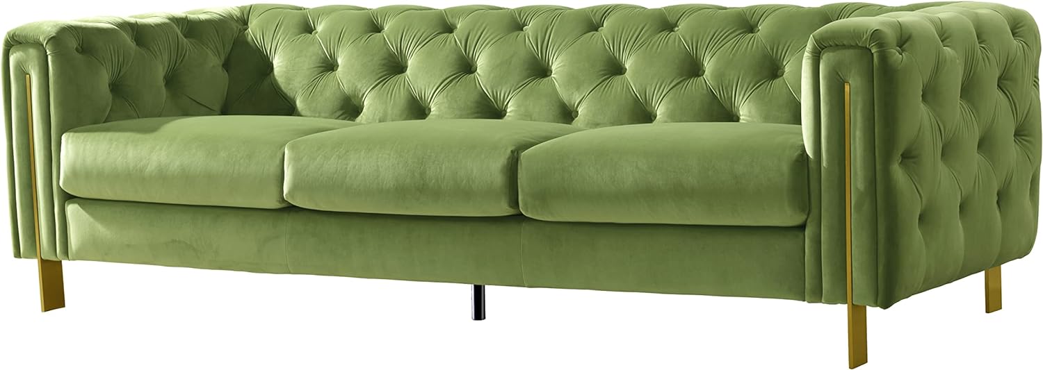 Acanva Collection Chesterfield Vintage Tufted Velvet Living Room Sofa, Couch, Mint Green