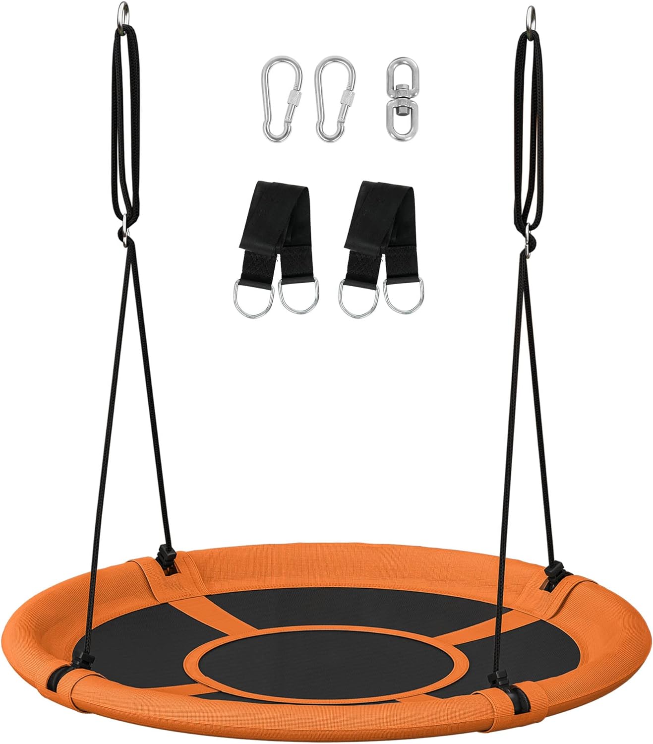 SONGMICS Saucer Tree Swing, 40 Inch, 700 lb Load, Includes Hanging Kit, Orange and Black UGSW001O01