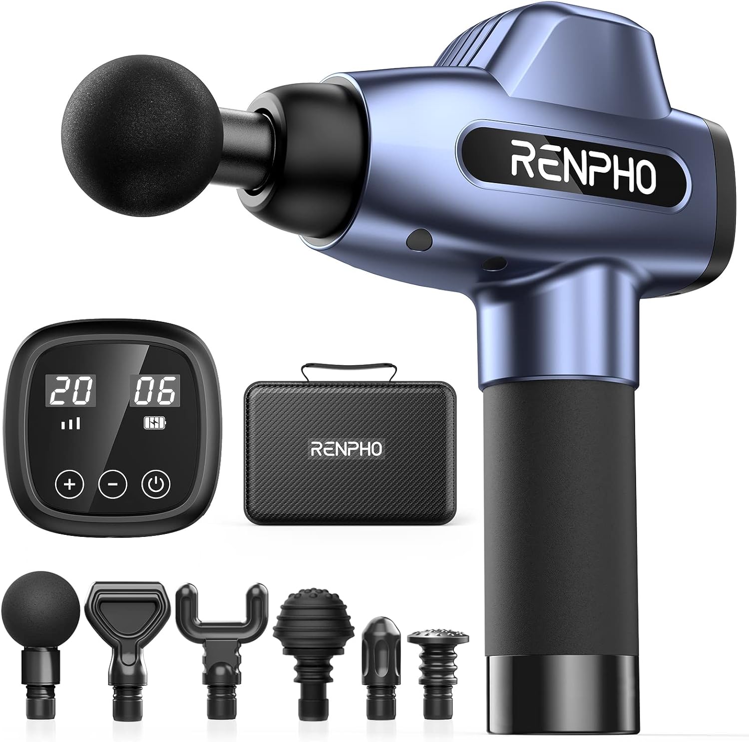 RENPHO Percussion Massage Gun Deep Tissue, Professional Powerful Muscle Massage Gun for Athletes, Electric Massager Gun with Case,6 Massage Heads, Back Relaxation