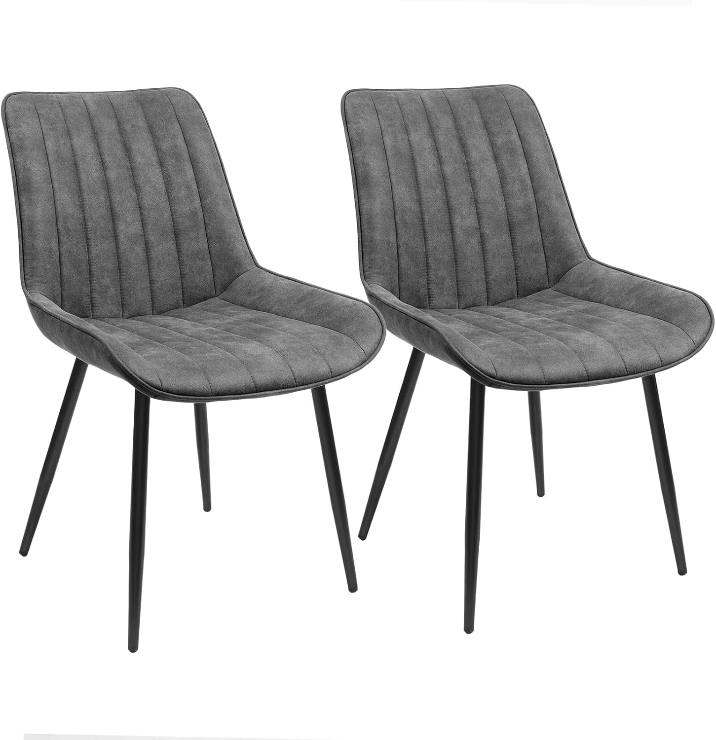 SONGMICS Set of 2 Dining Chairs with Backrest, Metal Legs, Comfortable Wide Seat, 20.3 x 24.2 x 31.7 Inches, Gray