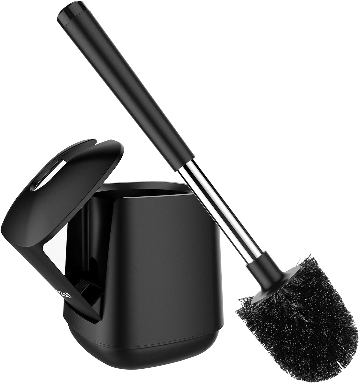 SetSail Toilet Bowl Brush and Holder Automatic Toilet Brushes for Bathroom with Holder Ventilated Toilet Cleaner Brush for Toilet Scrubber Cleaning - Black