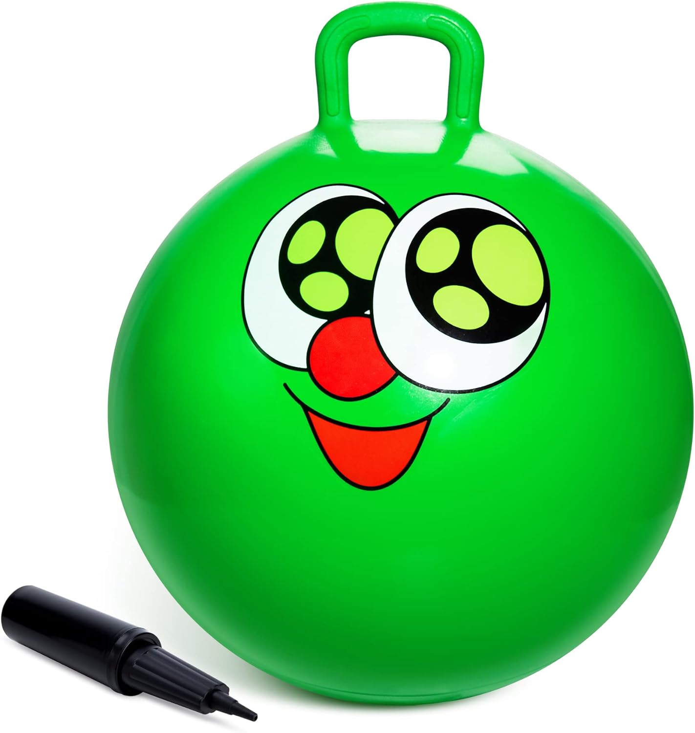 ZOOJOY Hopper Ball, Green Bouncy Balls for Kids, 18 Inch Sit on Jumping Ball with Handle for Boys Girls Gift Aged 3-8, Inflatable Funny Bounce Hopper Balls Toy with Pump