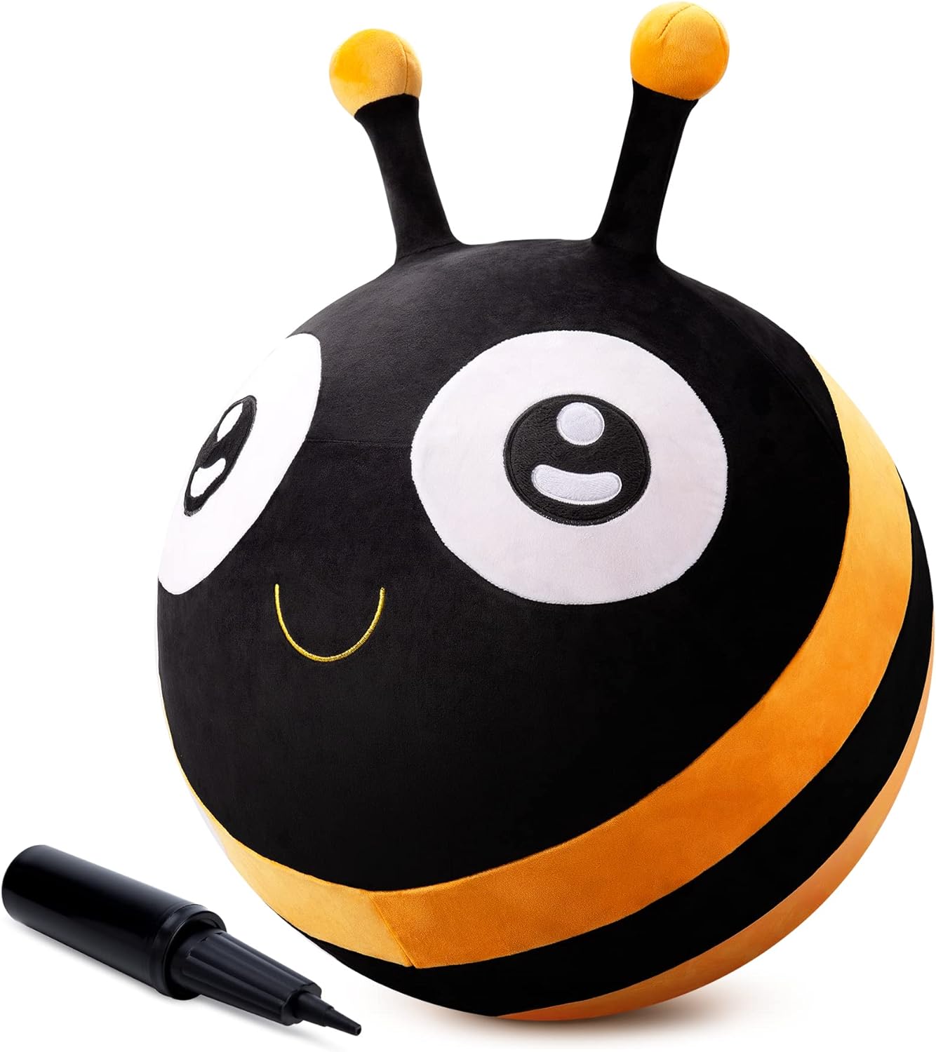 ZOOJOY Hopper Ball - Inflatable Bee Jumping Ball- Plush Hippity Hop Toys for Kids, 18 Inch Bouncy Ball with Handle for Boys Girls Aged 3-8, Animal Bounce Hopper Toy with Pump