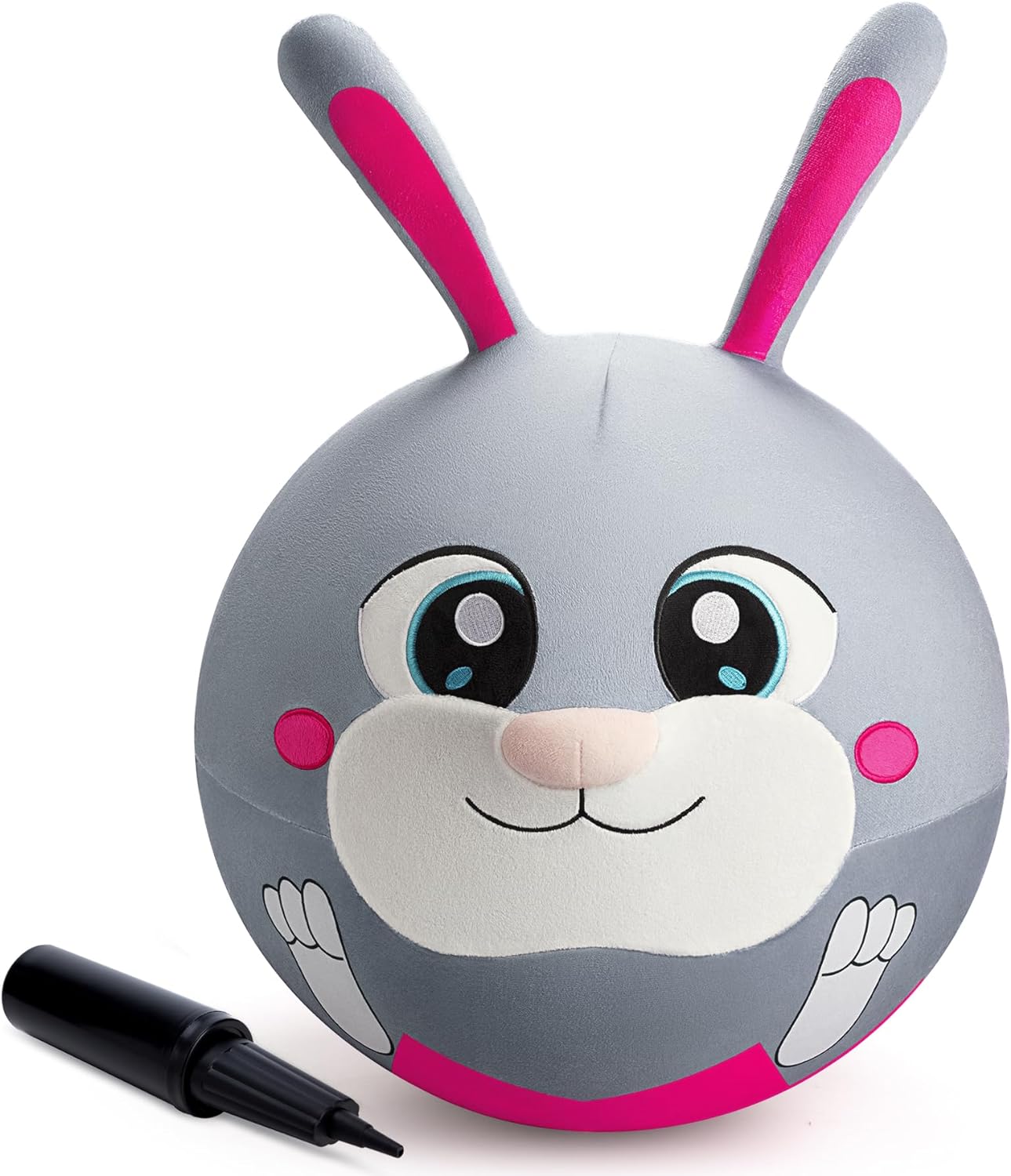 ZOOJOY Hopper Ball - Inflatable Bunny Jumping Ball- Rabbit Plush Hippity Hop Toys for Kids, 18 Inch Bouncy Ball with Handle for Boys Girls Aged 3-8, Animal Bounce Hopper Toy with Pump