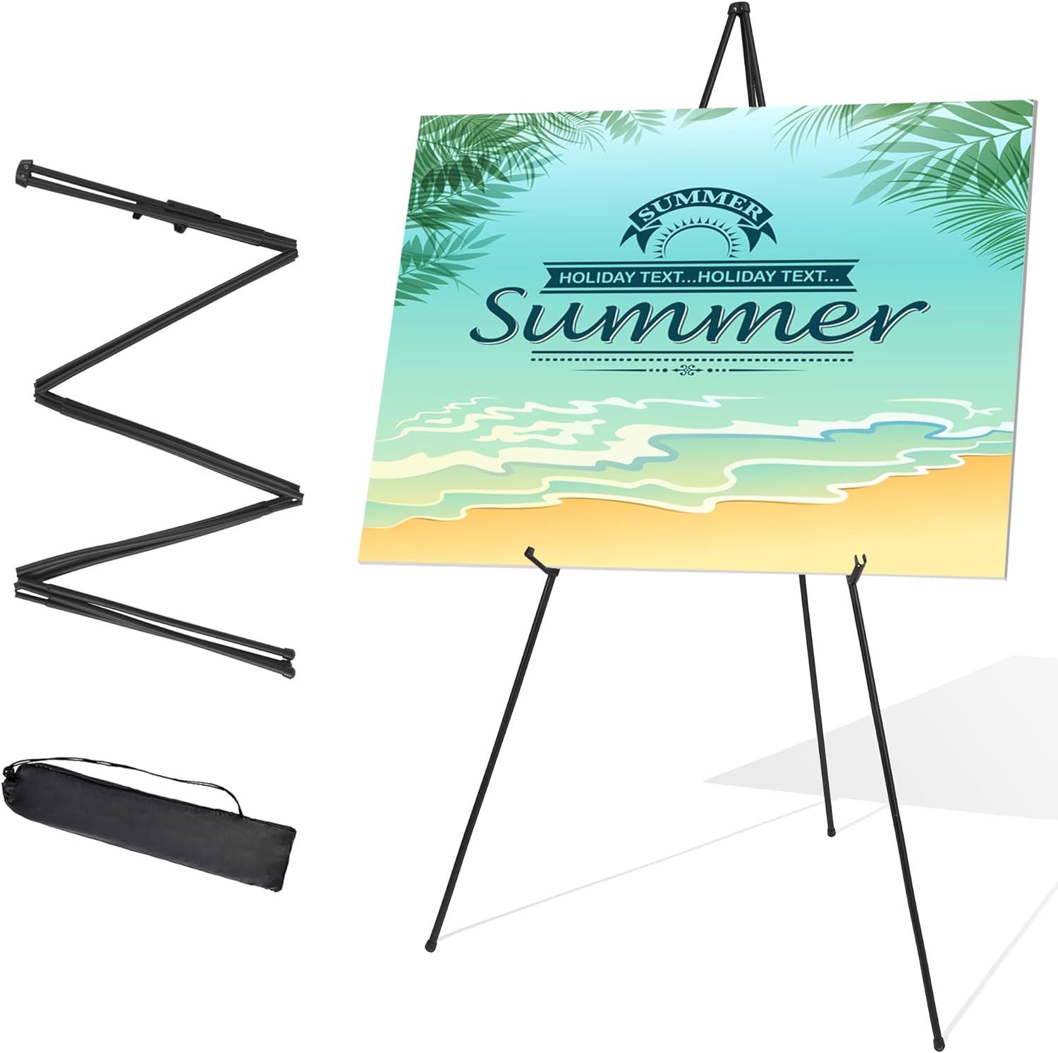 STARHOO Display Easel Stand for Wedding Sign & Poster 63'' Portable Art Easel for Floor Adjustable Metal Easel Black