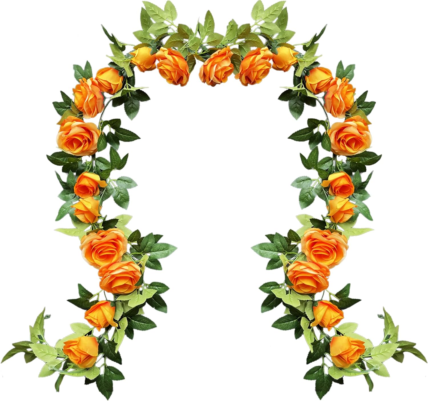 UKELER 2 Pack Artificial Flower Garland Rose Floral Vines Artificial Flowers Hanging Rose Flower Plants for Garden Craft Home Decor, Orange