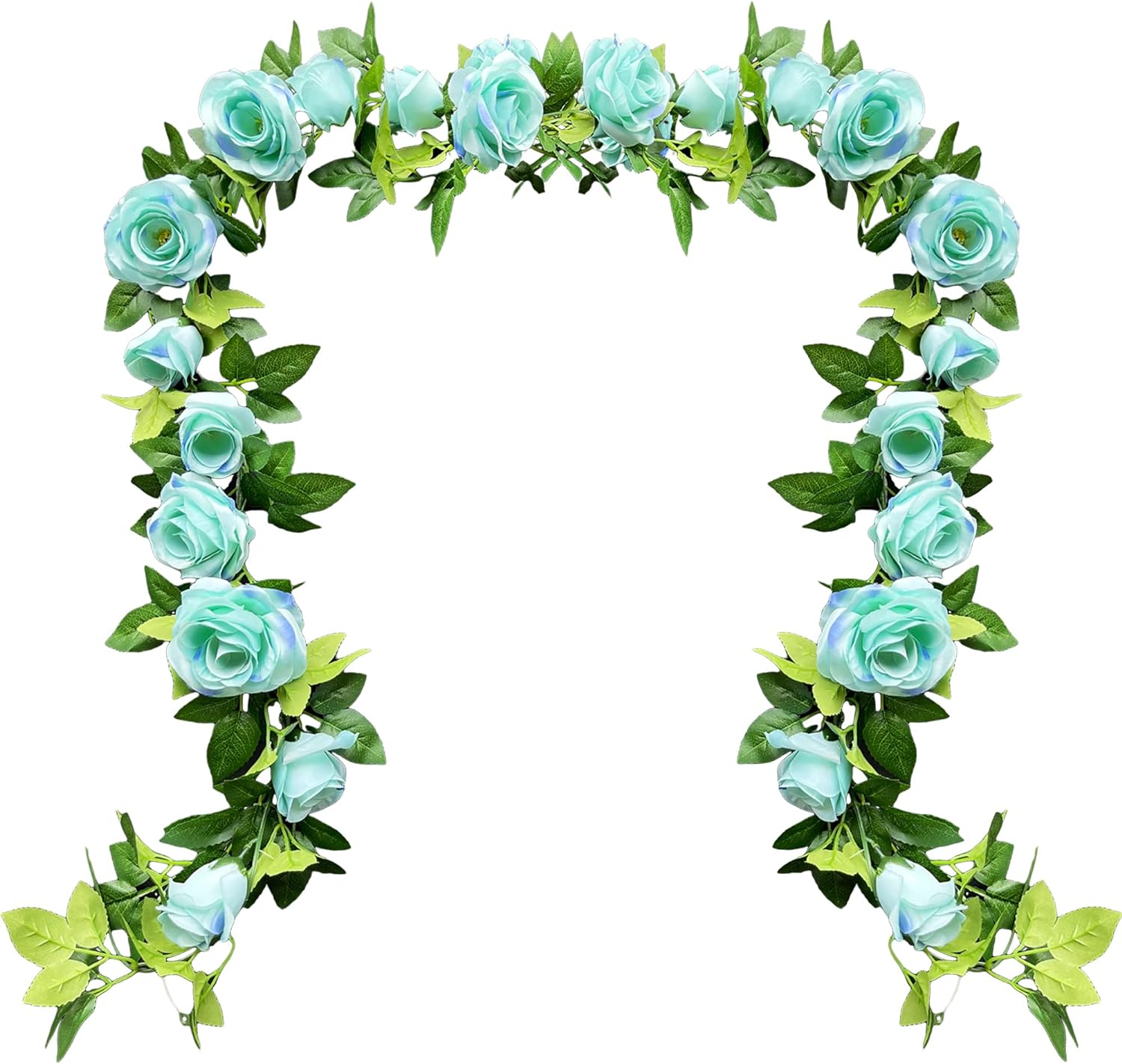 UKELER 2 Pack Artificial Flower Garland Fake Rose Vine Artificial Flowers Green&Blue Hanging Roses for Wedding Arch Party Garden Craft Home Decor