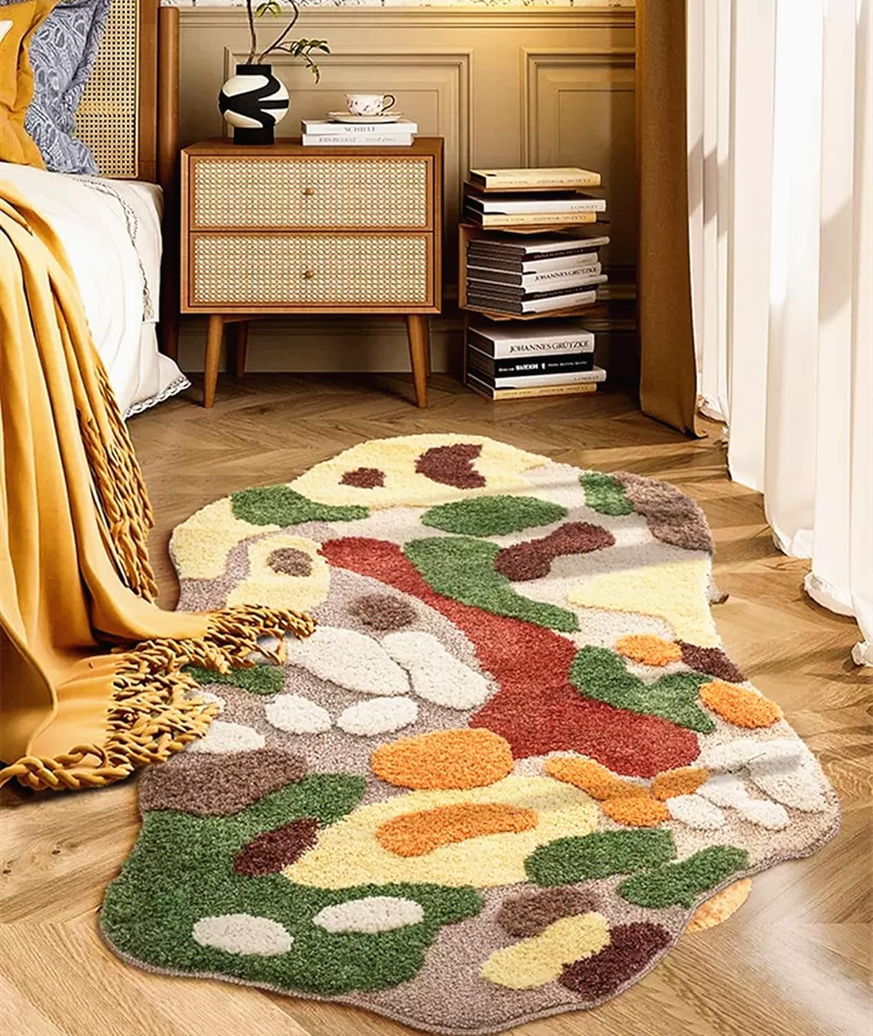 UKELER Soft Shag Rug for Girls Cute Moss Home Decor Non Slip Washable Area Runner Rugs for Bedroom Bedside Laundry Room Playroom 