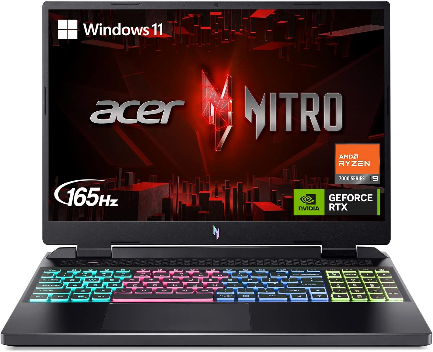 Acer Nitro 16 Gaming Laptop | AMD Ryzen 9 7940HS Octa-Core CPU | NVIDIA GeForce RTX 4070 Laptop GPU | 16 WQXGA 165Hz IPS Display | 16GB DDR5 | 1TB Gen 4 SSD | Wi-Fi 6E | RGB Backlit KB | AN16-41-R5KC