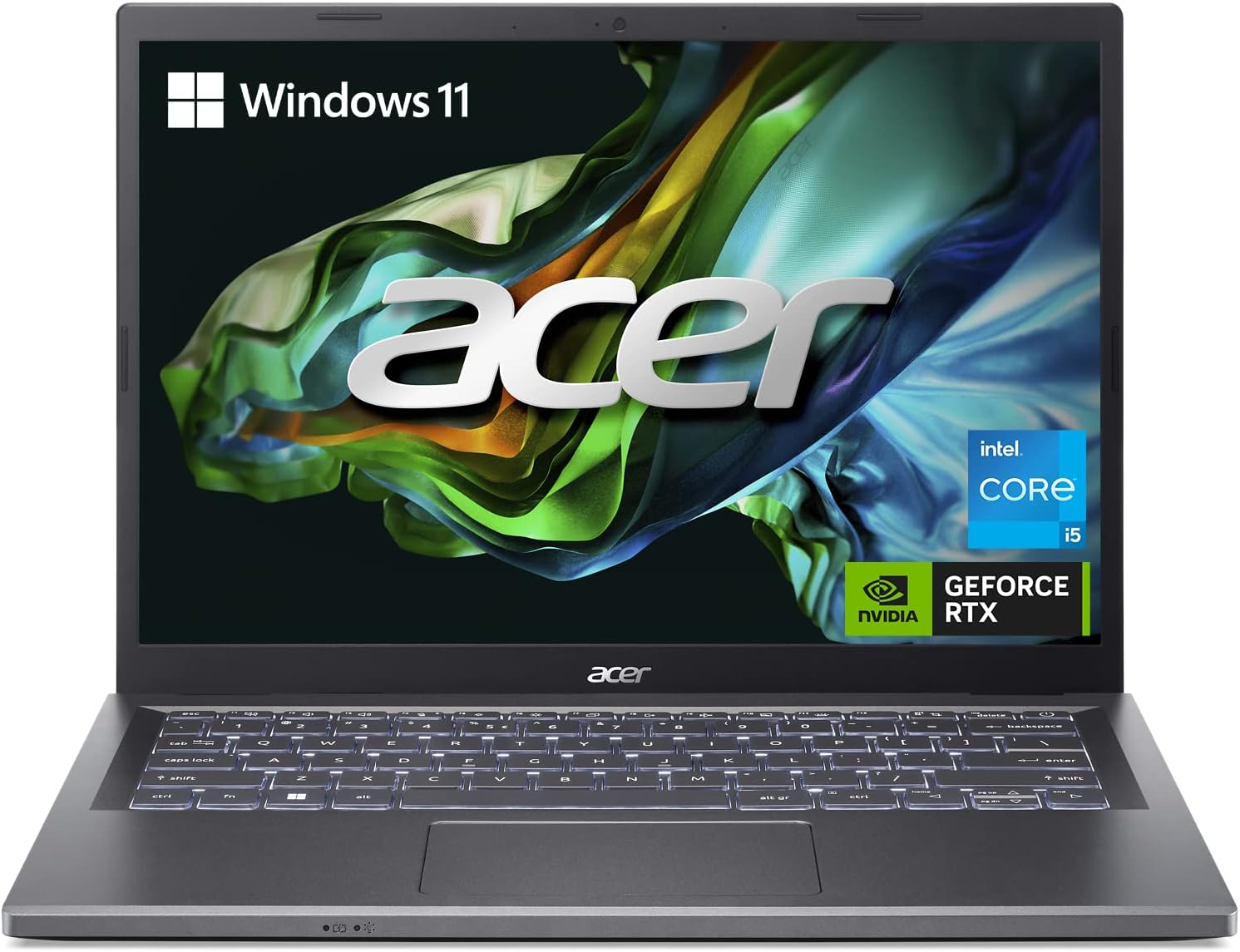 Acer Aspire 5 14 Slim Laptop | 14 WUXGA (1920 x 1200) IPS | Intel Core i5-1335U | NVIDIA GeForce RTX 2050 | 16GB DDR4 | 512GB Gen 4 SSD | Wi-Fi 6E | USB4/Thunderbolt 4 | Backlit KB | A514-56GM-5932