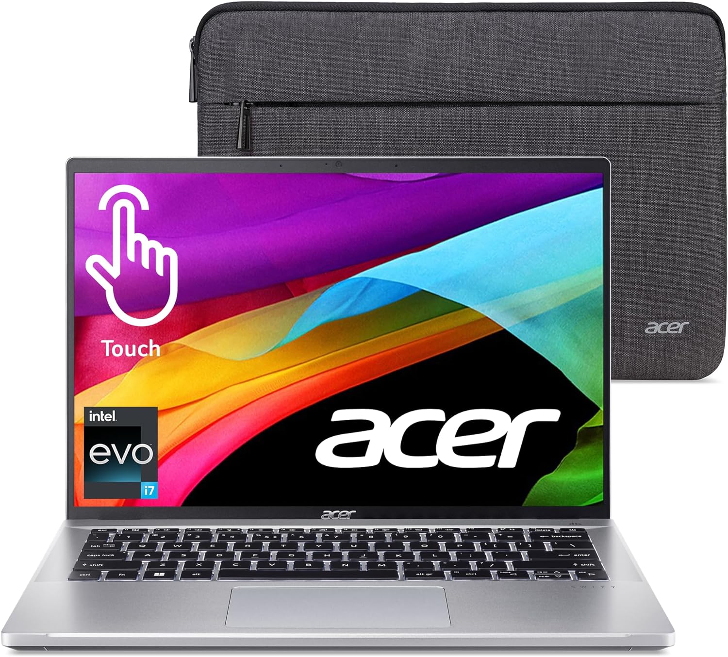 Acer Swift Go Intel Evo Thin & Light Premium Laptop 14 1920x1200 100% sRGB Touch Screen Display Intel Core i7-1355U Intel Iris Xe 16GB LPDDR5 512GB Gen 4 SSD SFG14-71T-72QV