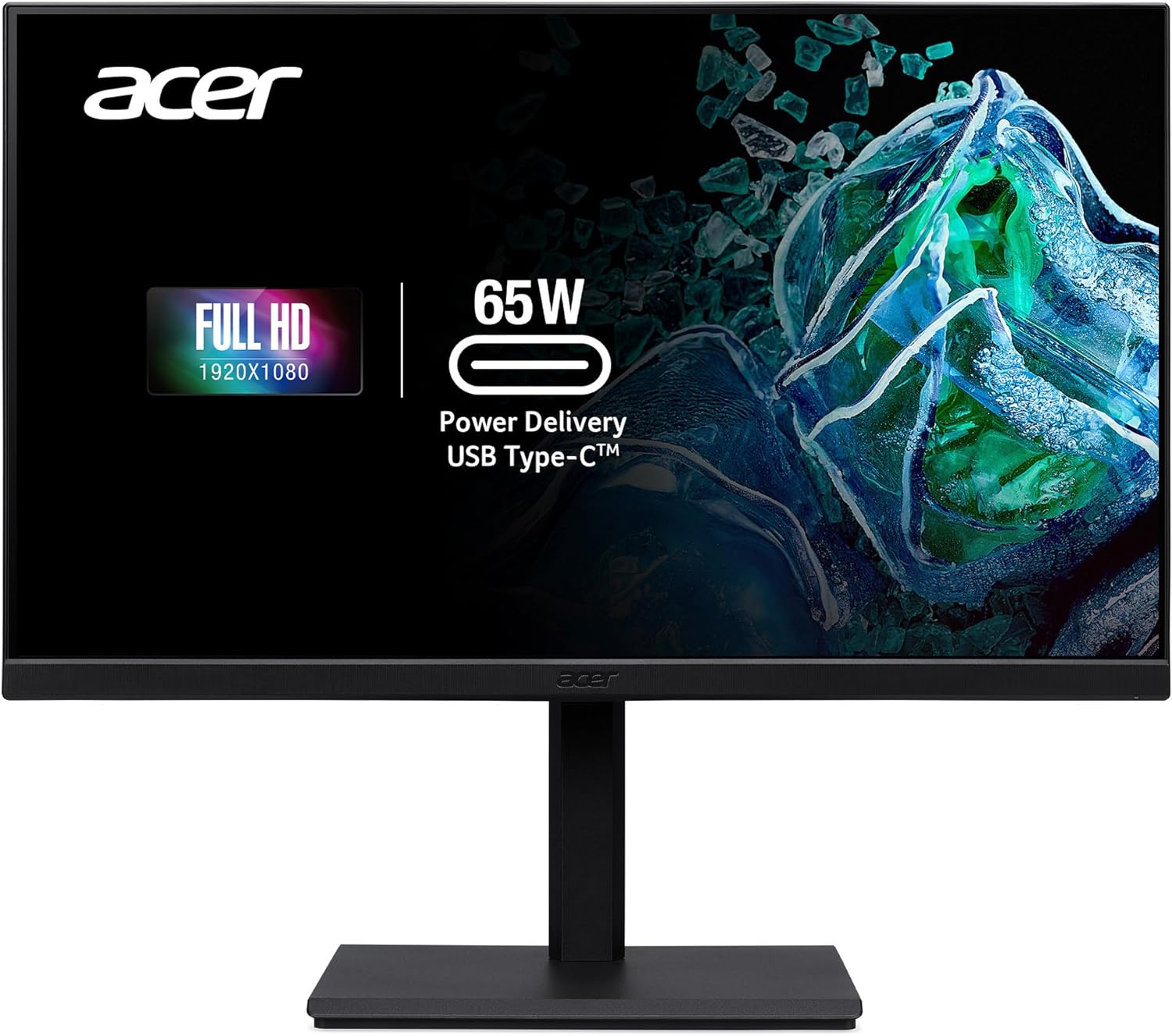 Acer CB271 bmirux 27 Full HD 1920 x 1080 Zero Frame Home Office Monitor | AMD FreeSync | 1ms VRB | 75Hz | 99% sRGB | Delta E<1 | Height Adjustable Stand with Tilt & Pivot (USB Type-C & HDMI Ports)