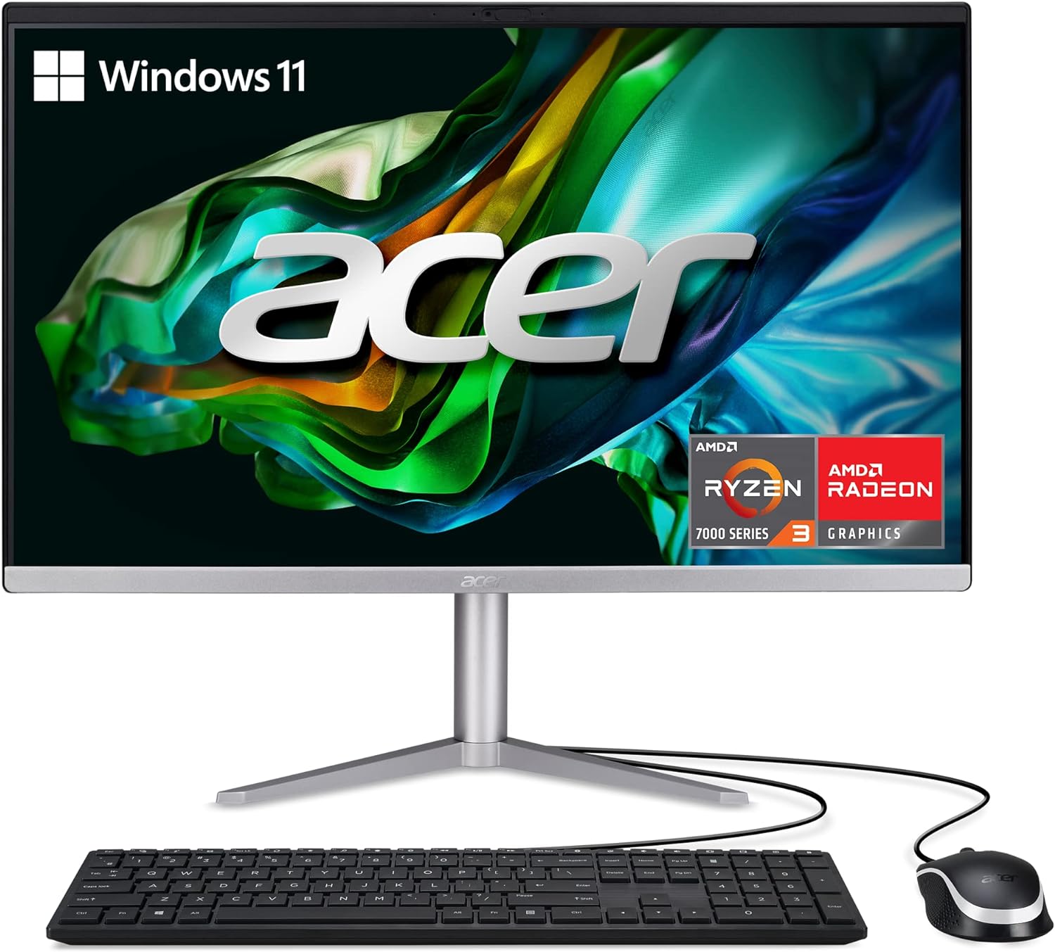 Acer Aspire C24-1300-UR31 AIO Desktop | 23.8 Full HD IPS Display | AMD Ryzen 3 7320U Quad-Core Processor | AMD Radeon 610M Graphics | 8GB LPDDR5 | 512GB PCIe SSD | Wi-Fi 6E | Windows 11 Home,Black