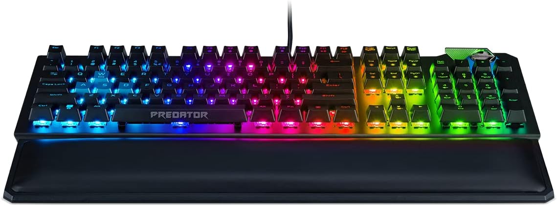 Acer Predator Aethon 700 Gaming Keyboard: Clicky or Linear - Your Choice | Per-Key 16.8M RGB Colors Backlighting | Programmable | Dedicated Media Keys & Dial | 100% Anti-Ghosting | Magnetic Wrist Rest