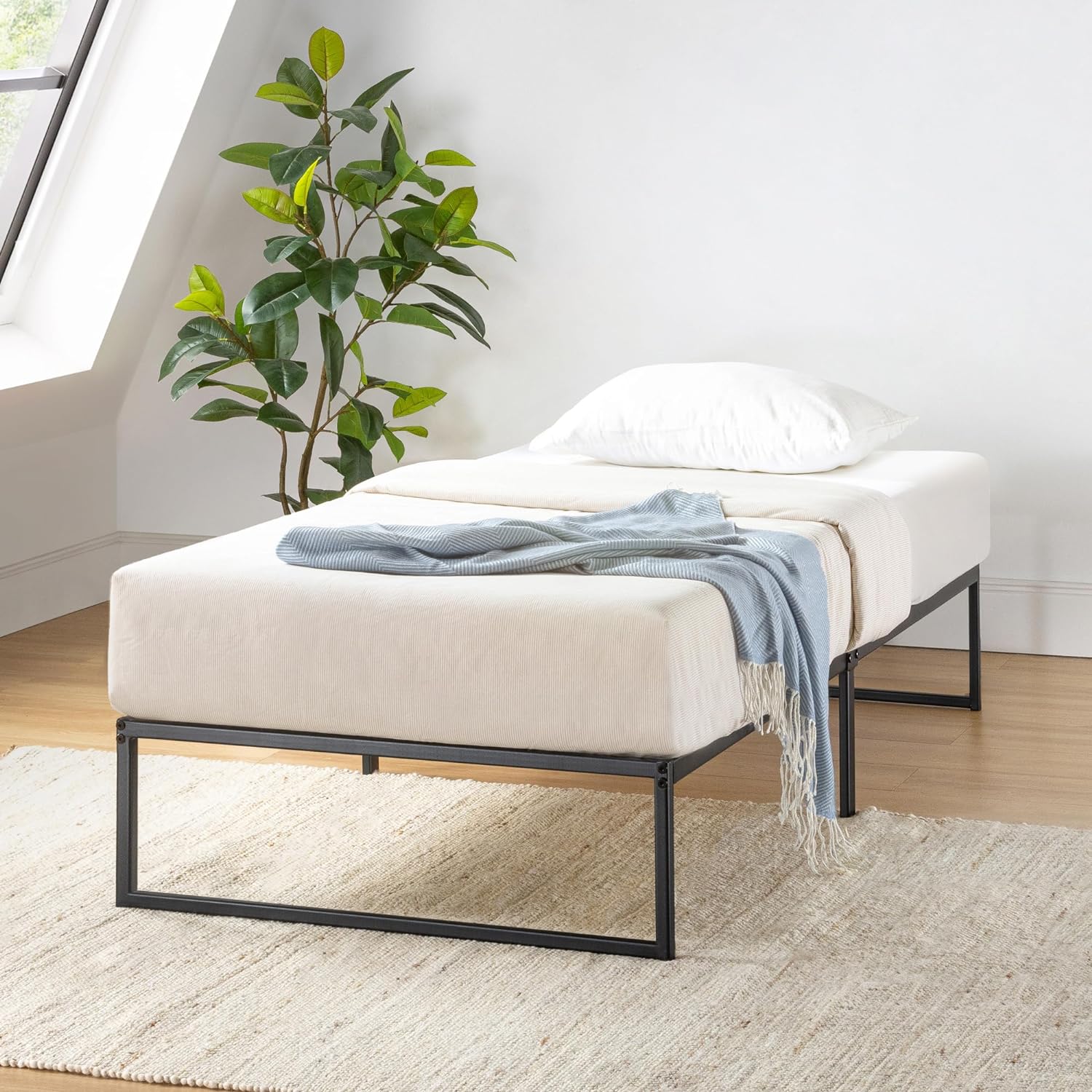 Mellow MYLA 14 Inch Metal Platform Bed Frame with Steel Slats, Twin