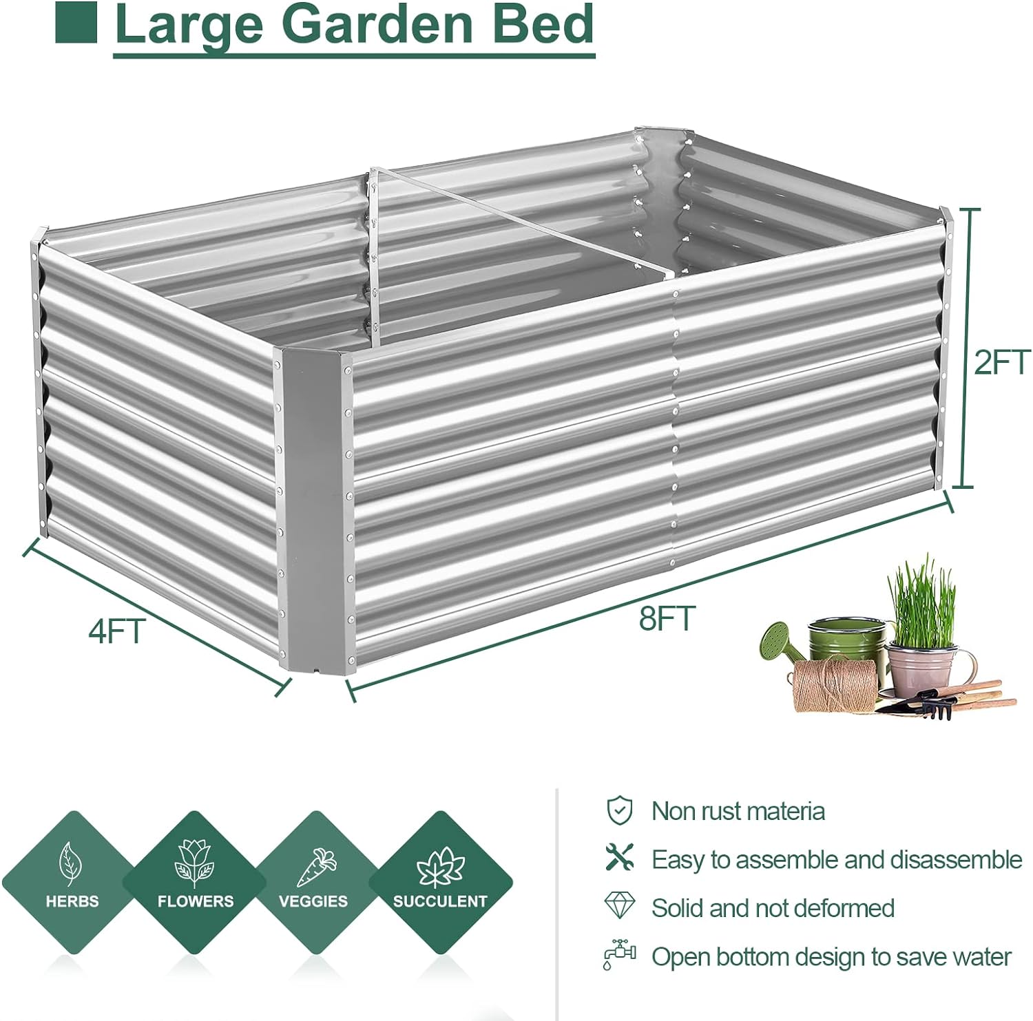 Land Guard 842 ft Galvanized Raised Garden Bed Kit for vegetables, Planter Boxes Outdoor, Large Metal