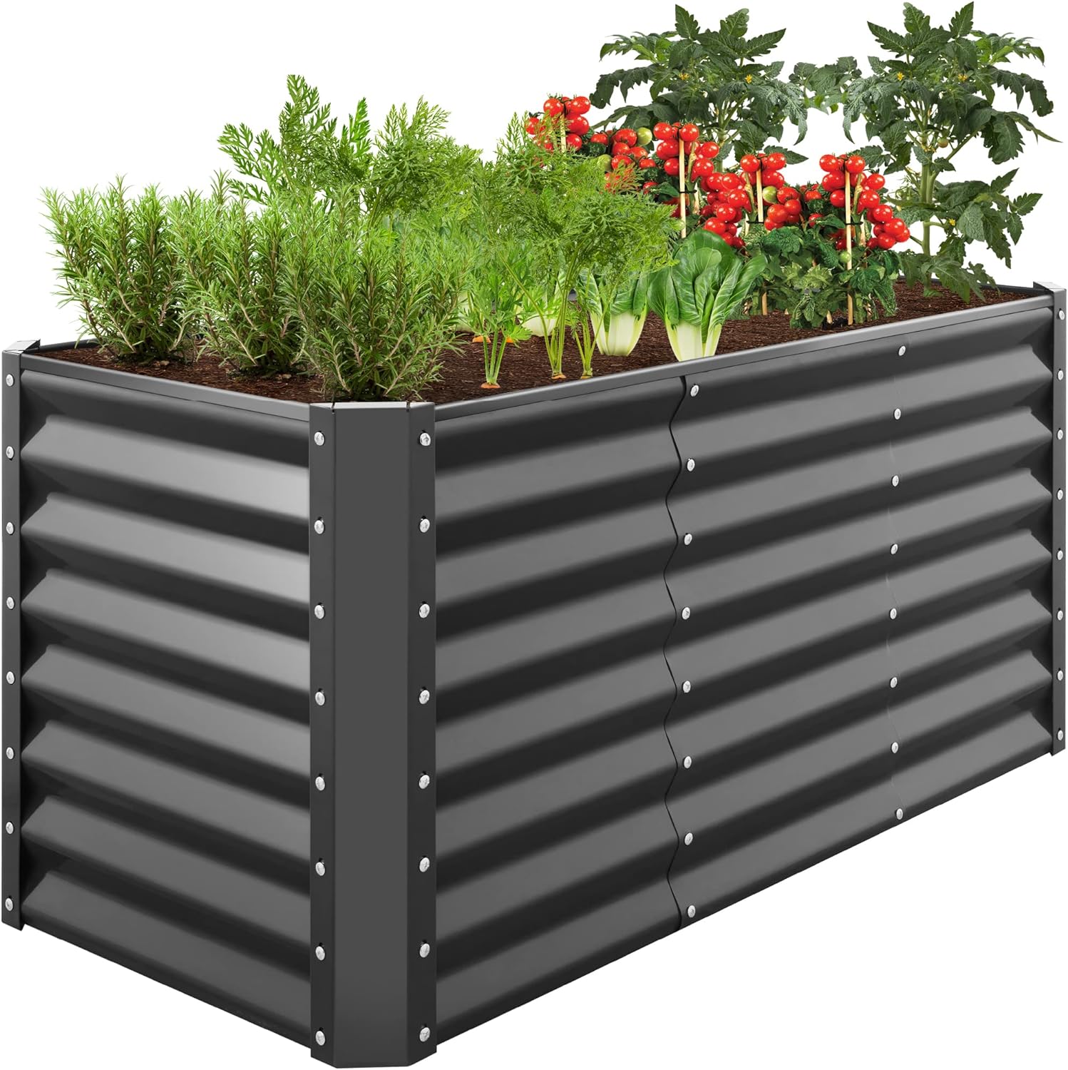 Best Choice Products 4x2x2ft Outdoor Metal Raised Garden Bed, Deep Root Planter Box for Vegetables, Flowers, Herbs, and Succulents w/ 119 Gallon Capacity - Charcoal