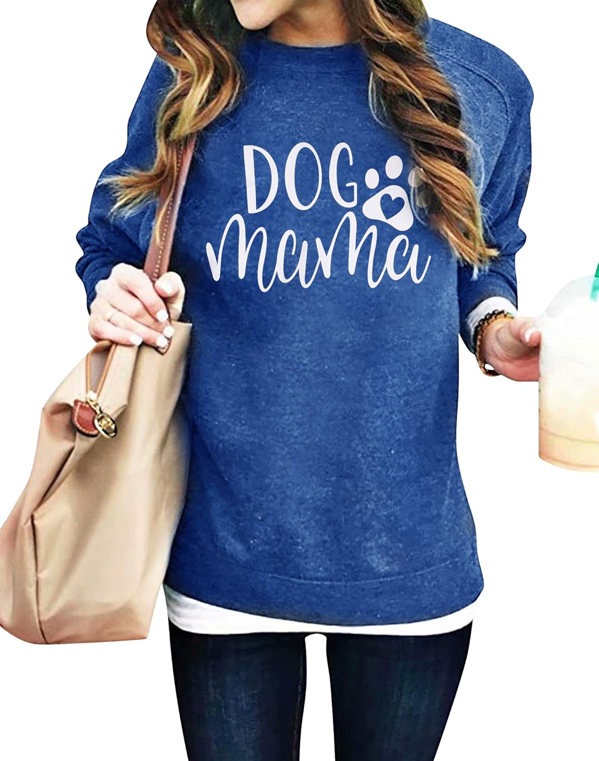 ALLTB Dog Mom Sweatshirt Women Dog Mama Shirt Pullover Cute Dog Sweater Long Sleeve Letter Print Tshirt Tops